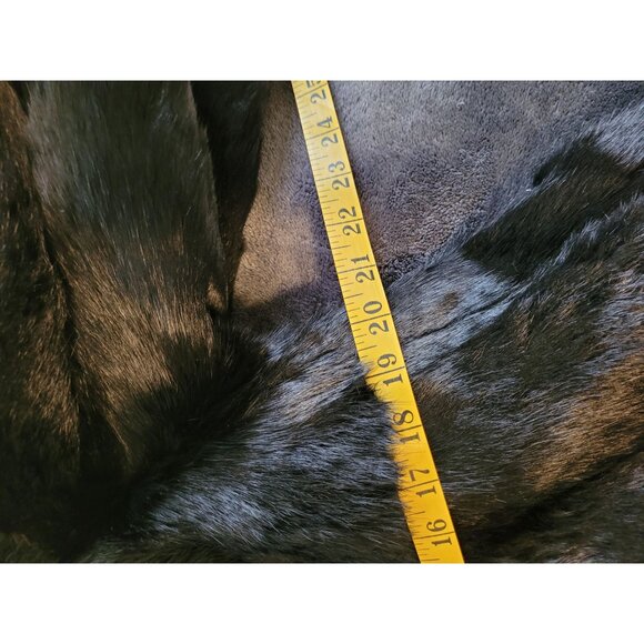 VTG Genuine Rabbit Fur Coat Black Med Cozy Soft Old Money Classic - Picture 4 of 6